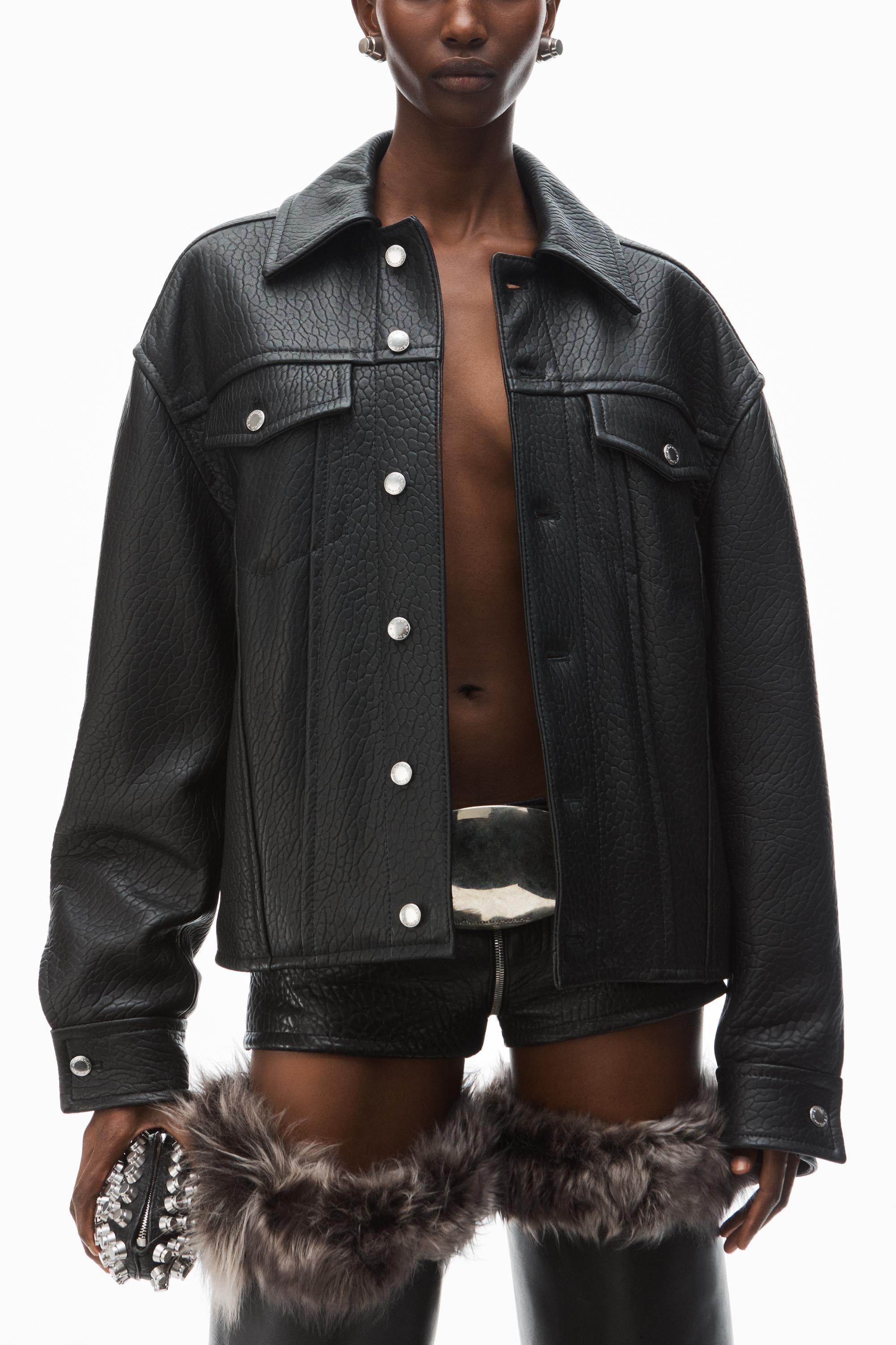 Lambskin Leather Trucker Jacket Product Image