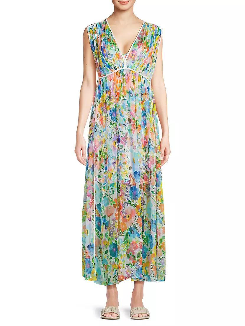 Dylane Floral Silk Maxi Dress Product Image