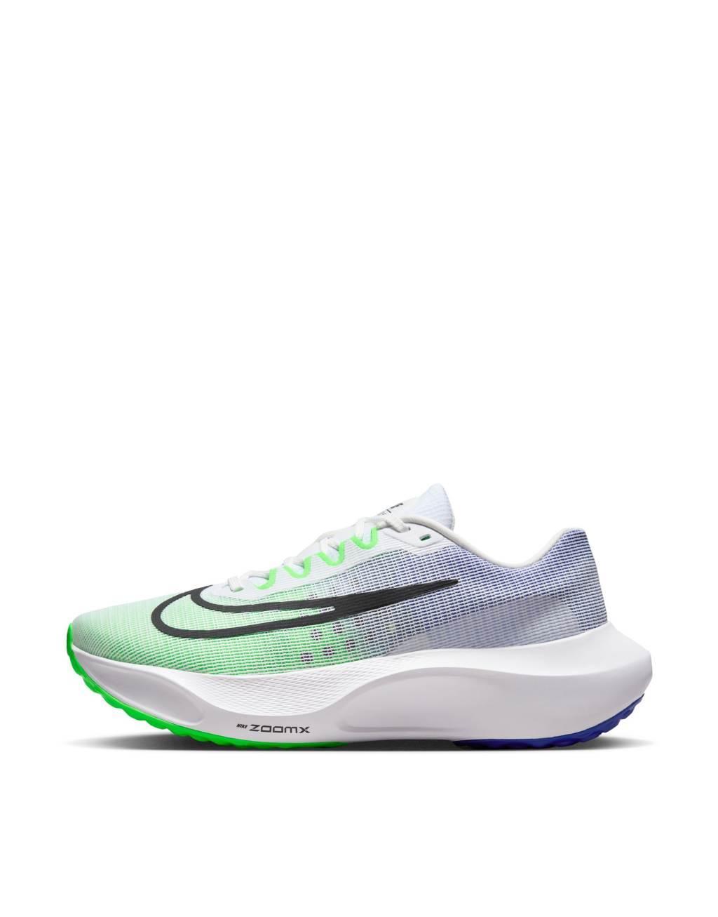 Nike Running Zoom Fly 5 sneakers in green and blue Product Image