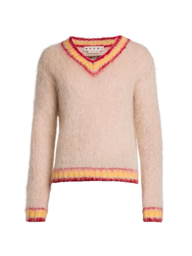 Mens V-Neck Mohair Sweater Product Image