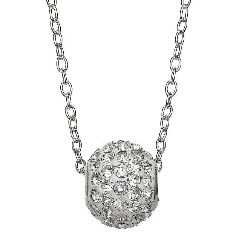 Womens PRIMROSE Primrose sterling silver pave crystal fireball pendant on 18 inch cable chain, secured with spring-ring clasp to complete the look., Womens Silver Tone Product Image