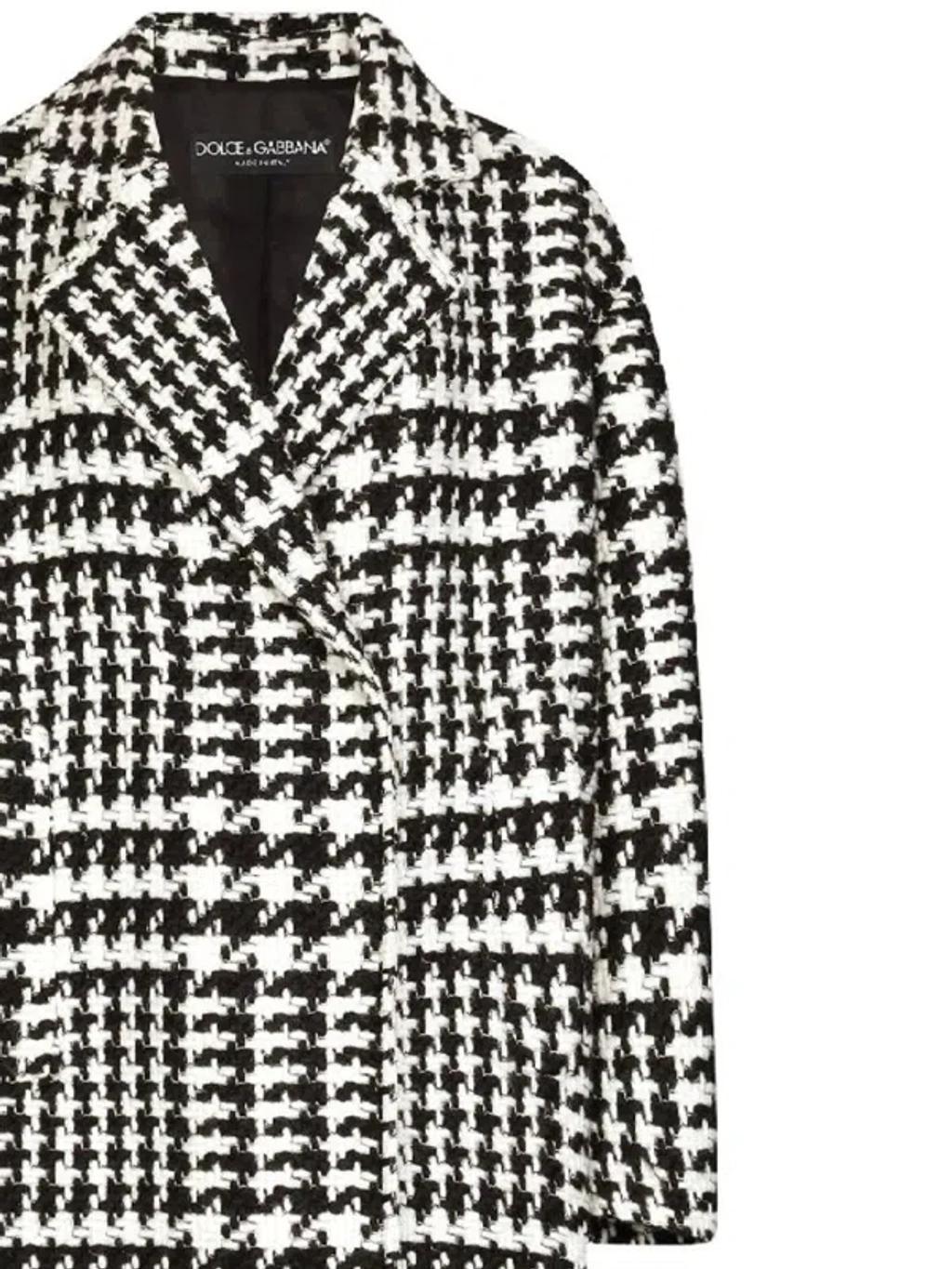 DOLCE & GABBANA Oversize Houndstooth Coat In Black   Product Image