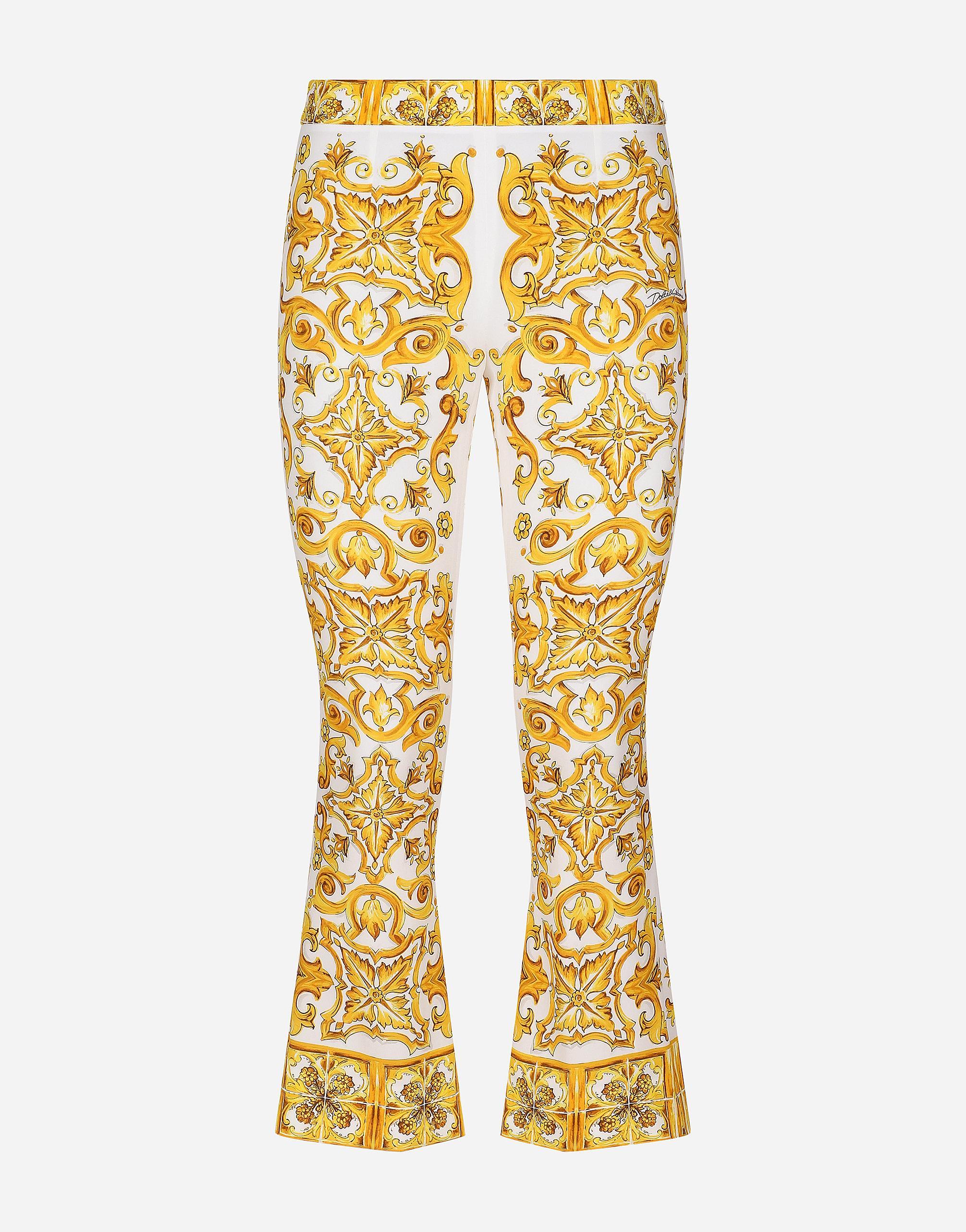 DOLCE & GABBANA Majolica Print Trousers In Yellow Product Image