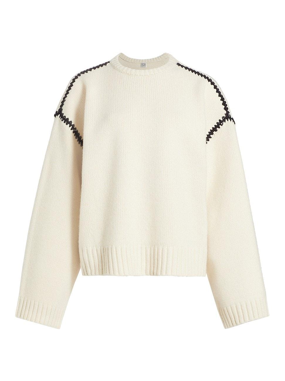 Womens Wool-Cashmere Embroidered Sweater Product Image