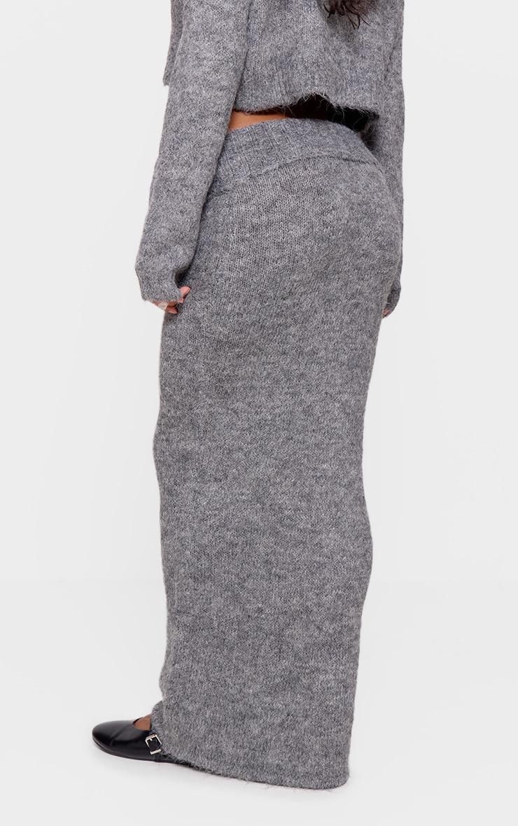 Grey Marl Knit Foldover Maxi Skirt Product Image