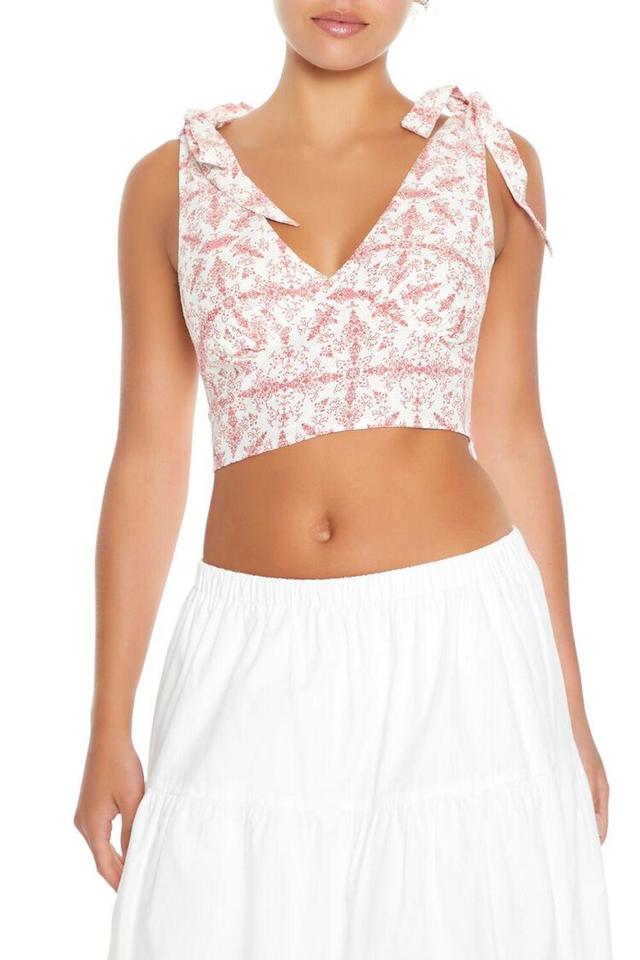 Ornate Print Tie-Strap Crop Top | Forever 21 Product Image