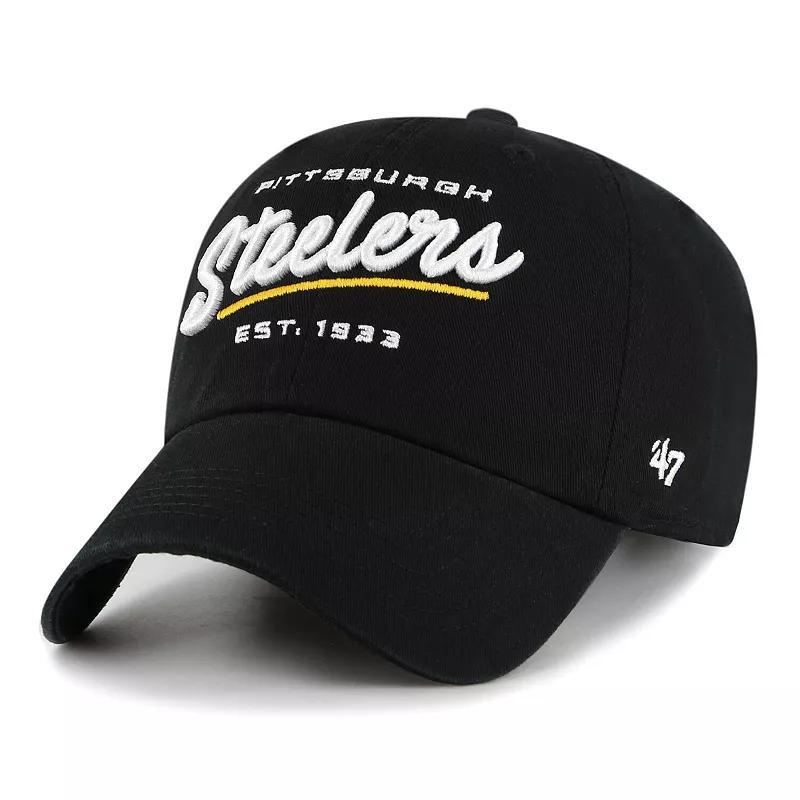 Womens 47 Brand Black Pittsburgh Steelers Sidney Clean Up Adjustable Hat Product Image