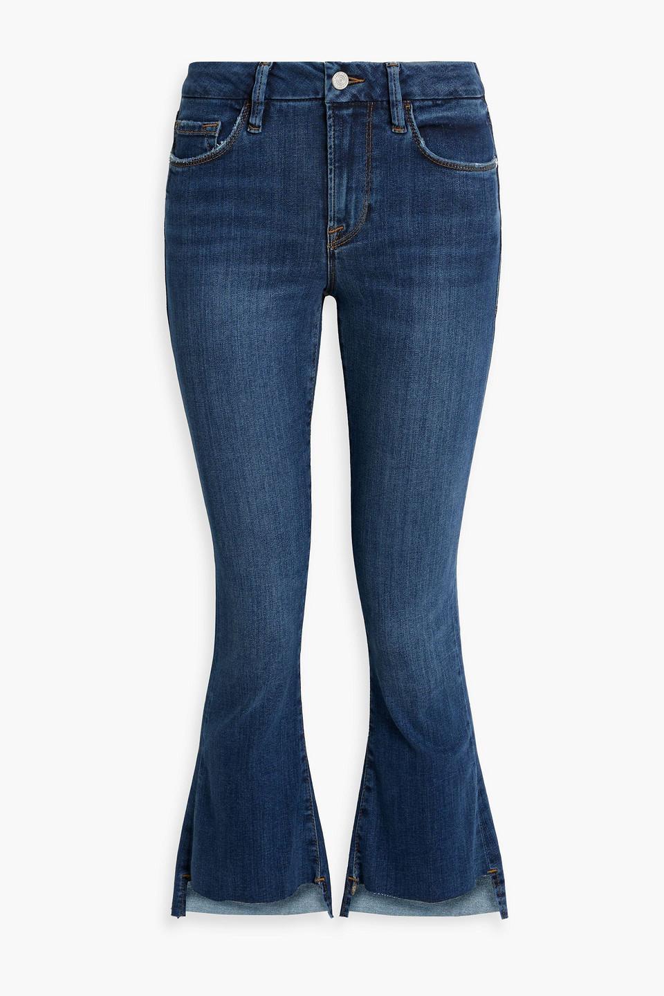 Distressed High-rise Kick-flare Jeans In Mid Denim product image