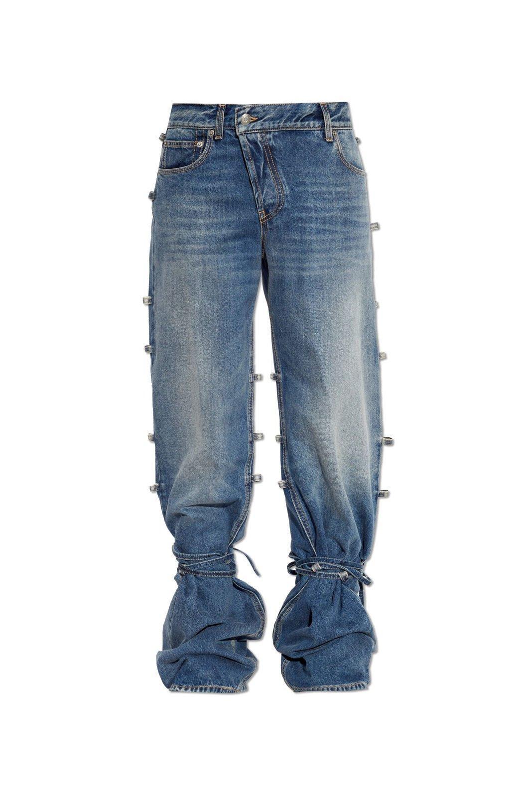 Baggy Tied Jeans In Washed Blue Product Image