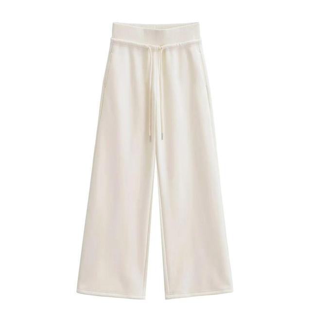 High Rise Plain Wide Leg Pants Product Image