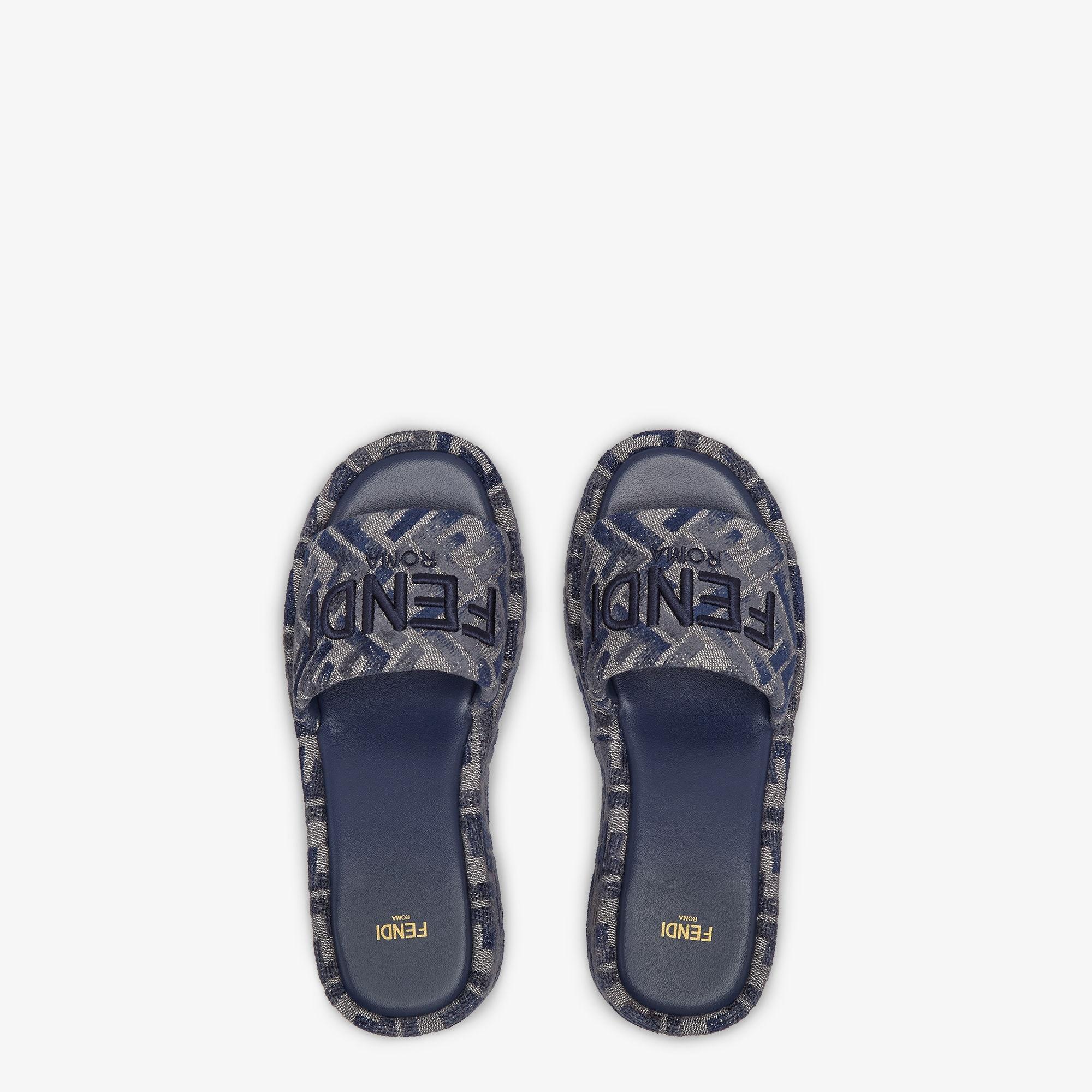 Fendi SunshineBlue FF denim flatform slides Product Image