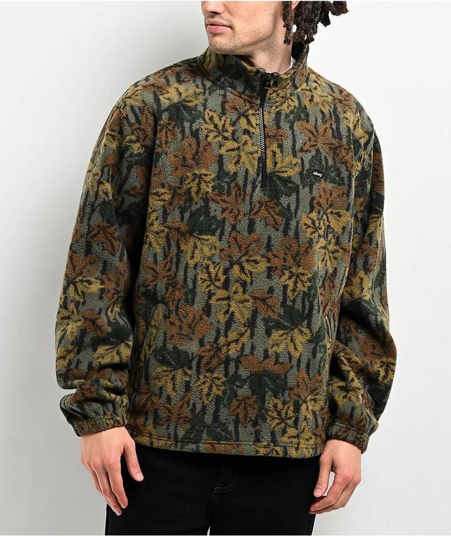 Obey Timber Green Camo Quarter Zip Sweatshirt Product Image