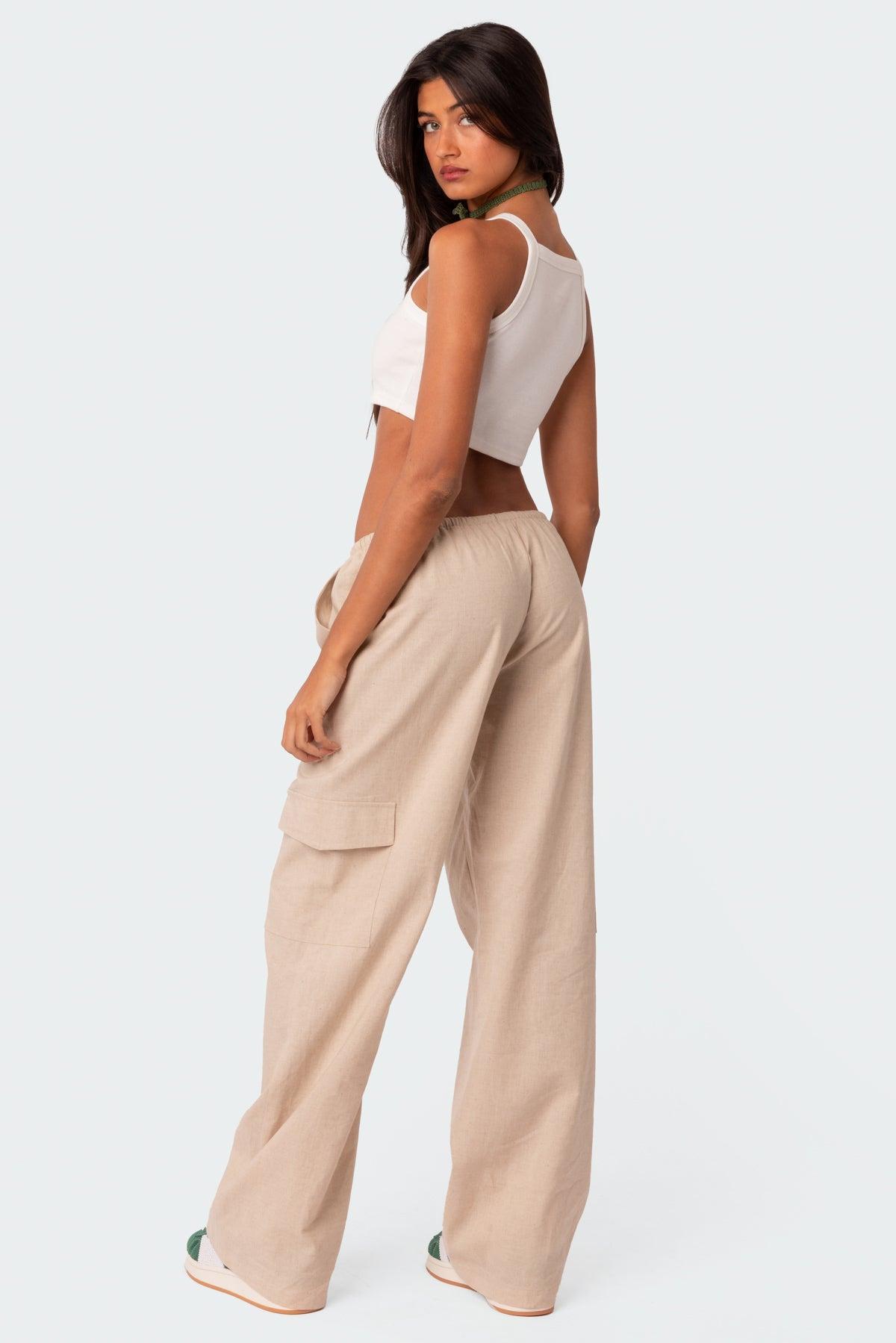 Lyric Linen Look Cargo Pants Product Image