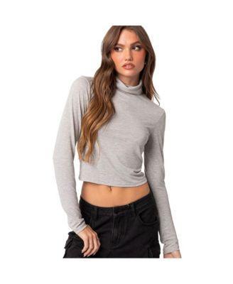 EDIKTED Honor Long Sleeve Turtleneck Crop Top Product Image