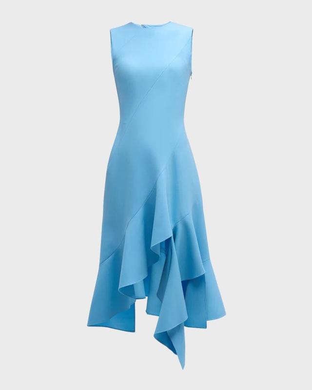 Sleeveless Jewel-Neck Asymmetric-Hem Midi Dress Product Image