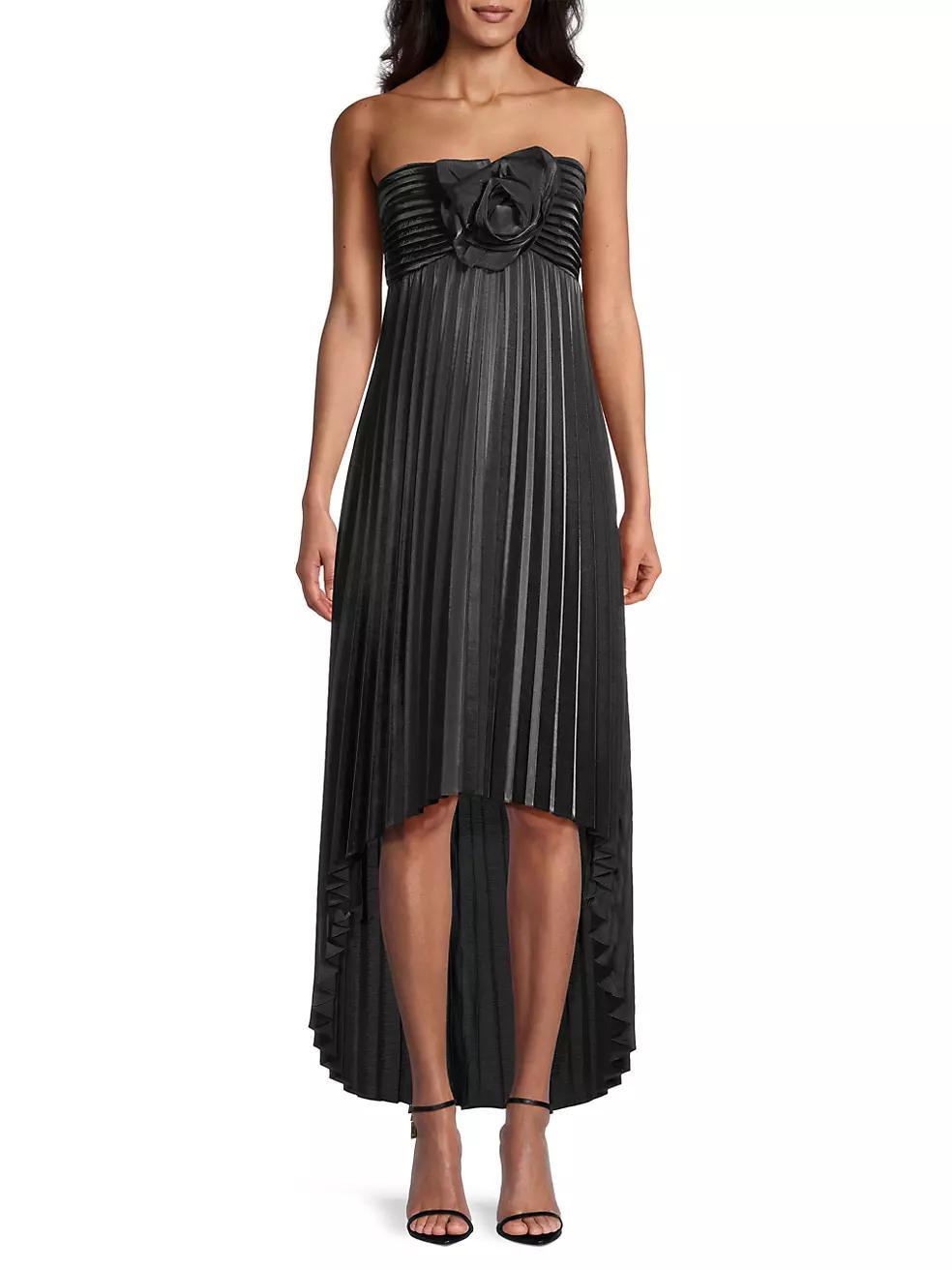 Pleated High-Low Strapless Midi-Dress Product Image