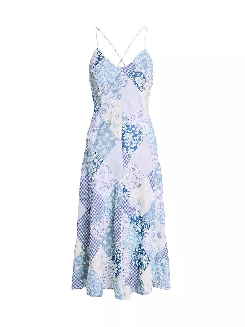 Patchwork Cotton-Linen Midi-Dress Product Image