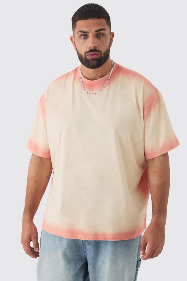 Plus Oversized Extended Neck Spray Wash T-shirt | boohooMAN USA Product Image