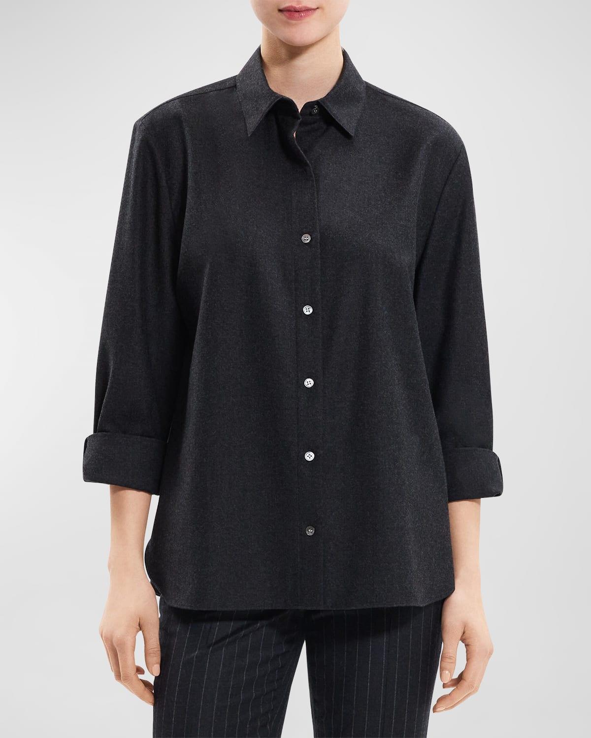 Theory Virgin Wool Button-Up Shirt Product Image