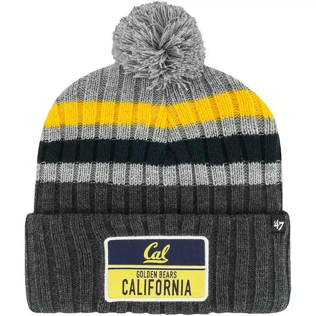 Mens 47 Charcoal Cal Bears StackStriped Cuffed Knit Hat with Pom Product Image