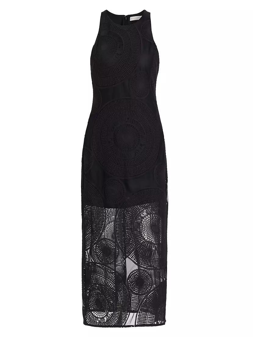 Olga Geometric Tulle Sleeveless Midi-Dress Product Image