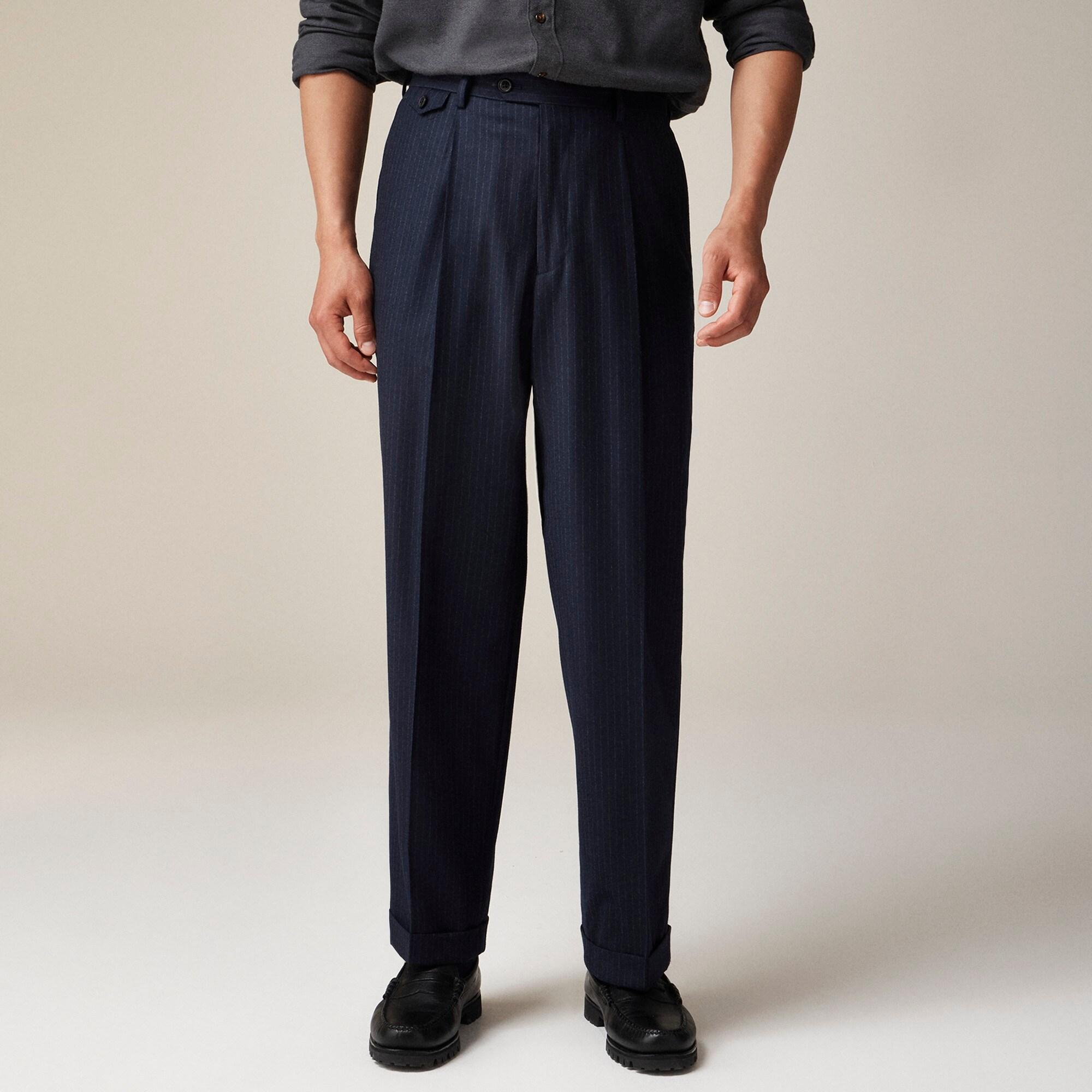 Relaxed-fit single-pleat trouser in Italian wool chalk stripe Product Image