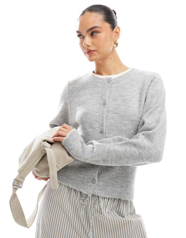 ASOS DESIGN knitted cardigan in gray heather Product Image