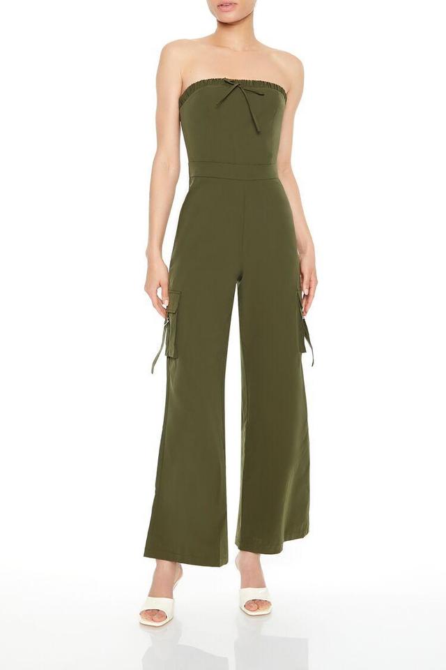 Strapless Cargo Flare Jumpsuit | Forever 21 Product Image