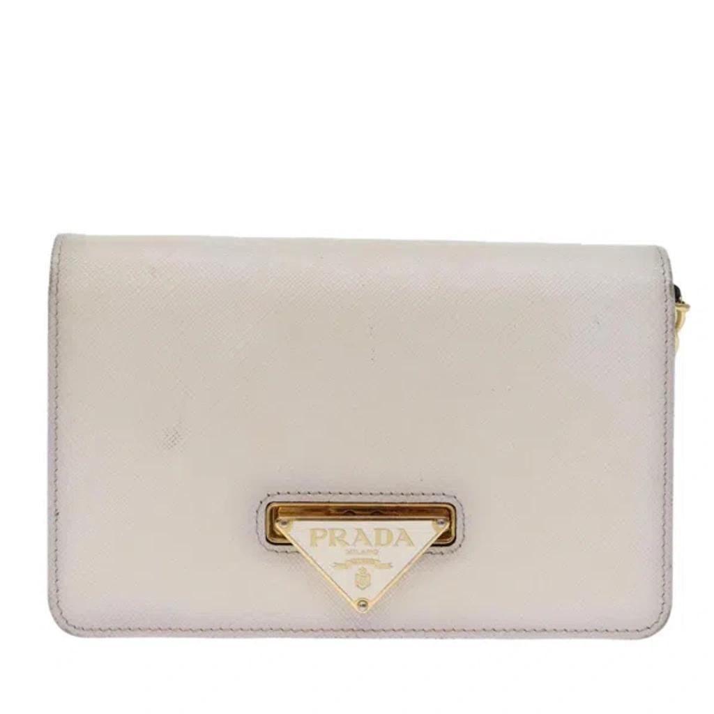 Saffiano Beige Leather Shoulder Bag () Product Image