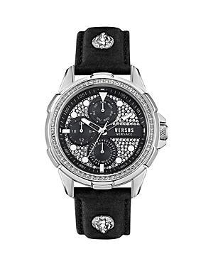 Versus Versace Mens 6E Arrondissement Multifunction Black Leather Watch 46mm Product Image