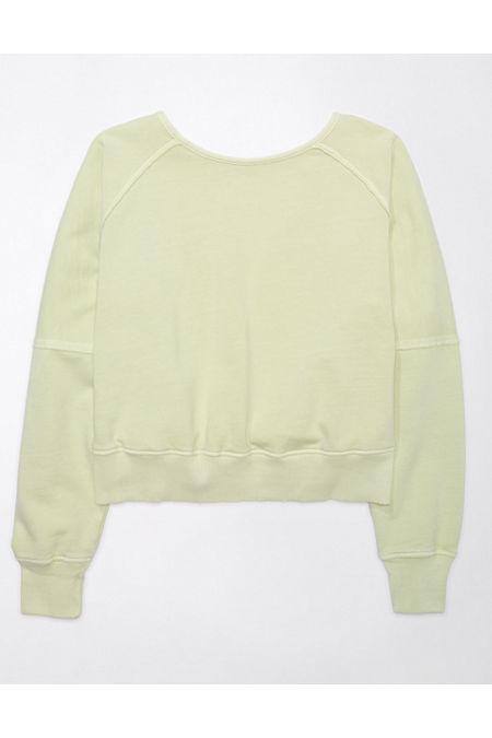 AE Long-Sleeve Cropped Twist-Back Sweatshirt Women's Product Image