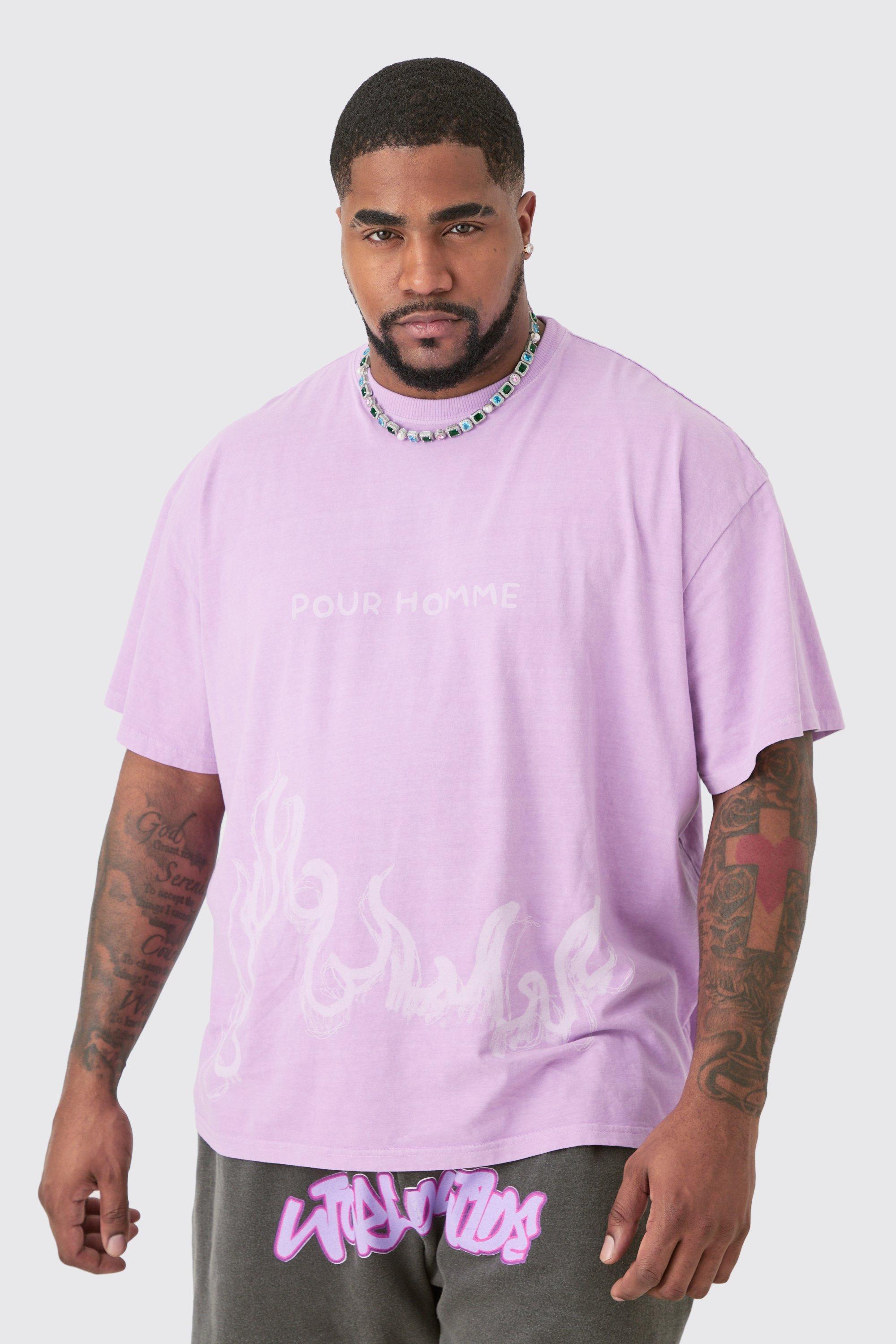 Plus Oversized Pour Homme Graphic T-shirt In Pink | boohooMAN USA Product Image