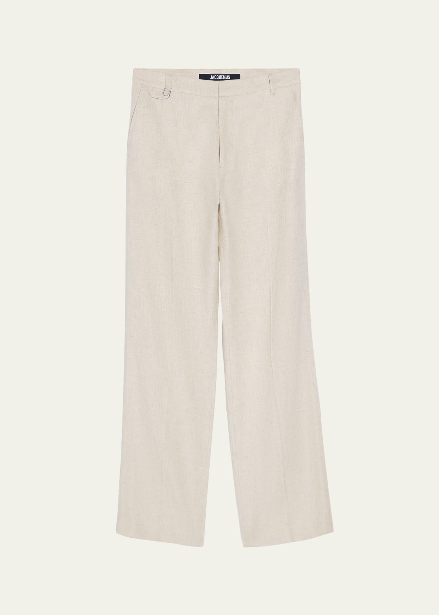 Mens Linen-Blend Straight-Leg Pants Product Image