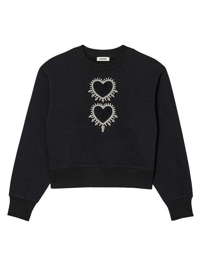 Womens Sweatshirt with Rhinestone Hearts Product Image