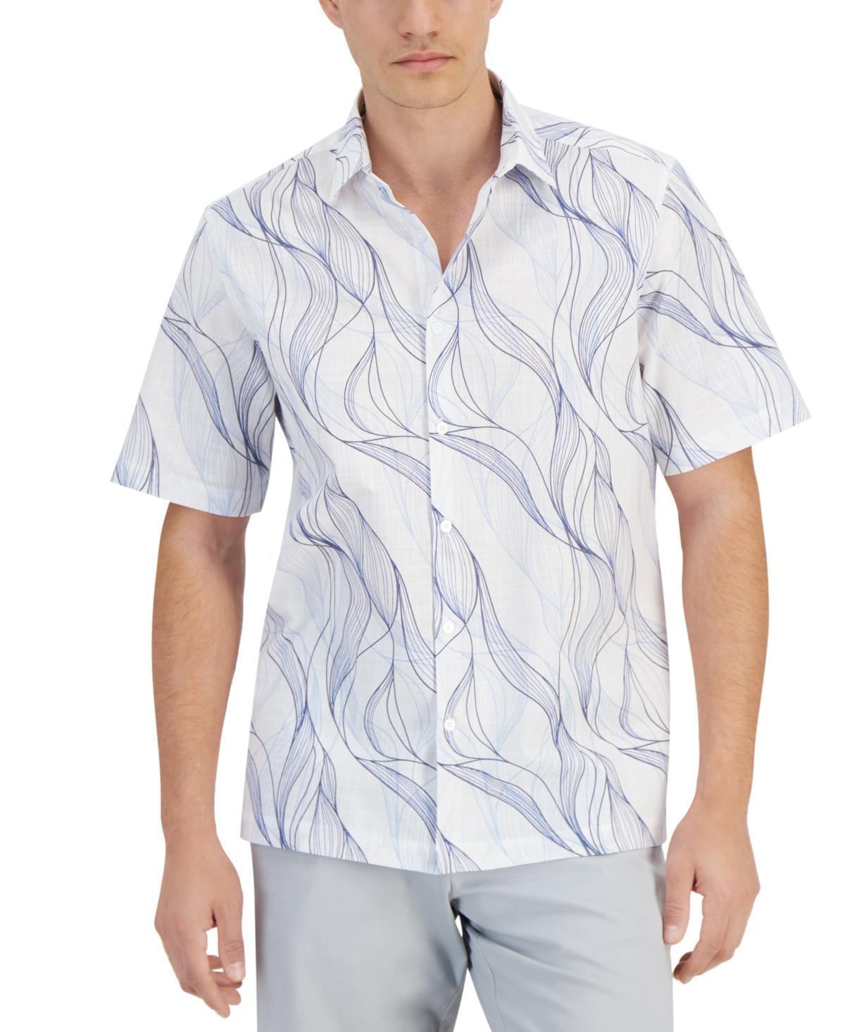 Alfani Mens Regular-Fit Abstract Wave-Print Button-Down Shirt, Created for Macys Product Image