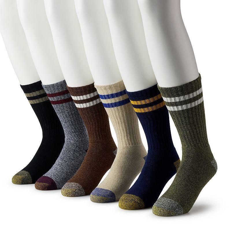 Mens GOLDTOE 6-Pack Harrington Crew Socks Oatmeal Product Image