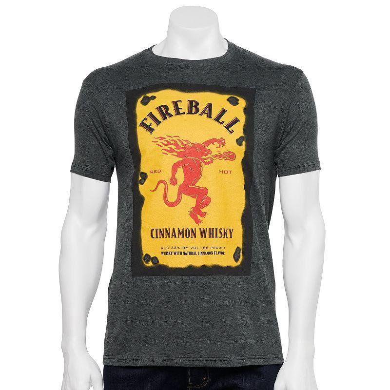 Mens Fireball Whisky Bottle Label Tee Grey Heather Product Image