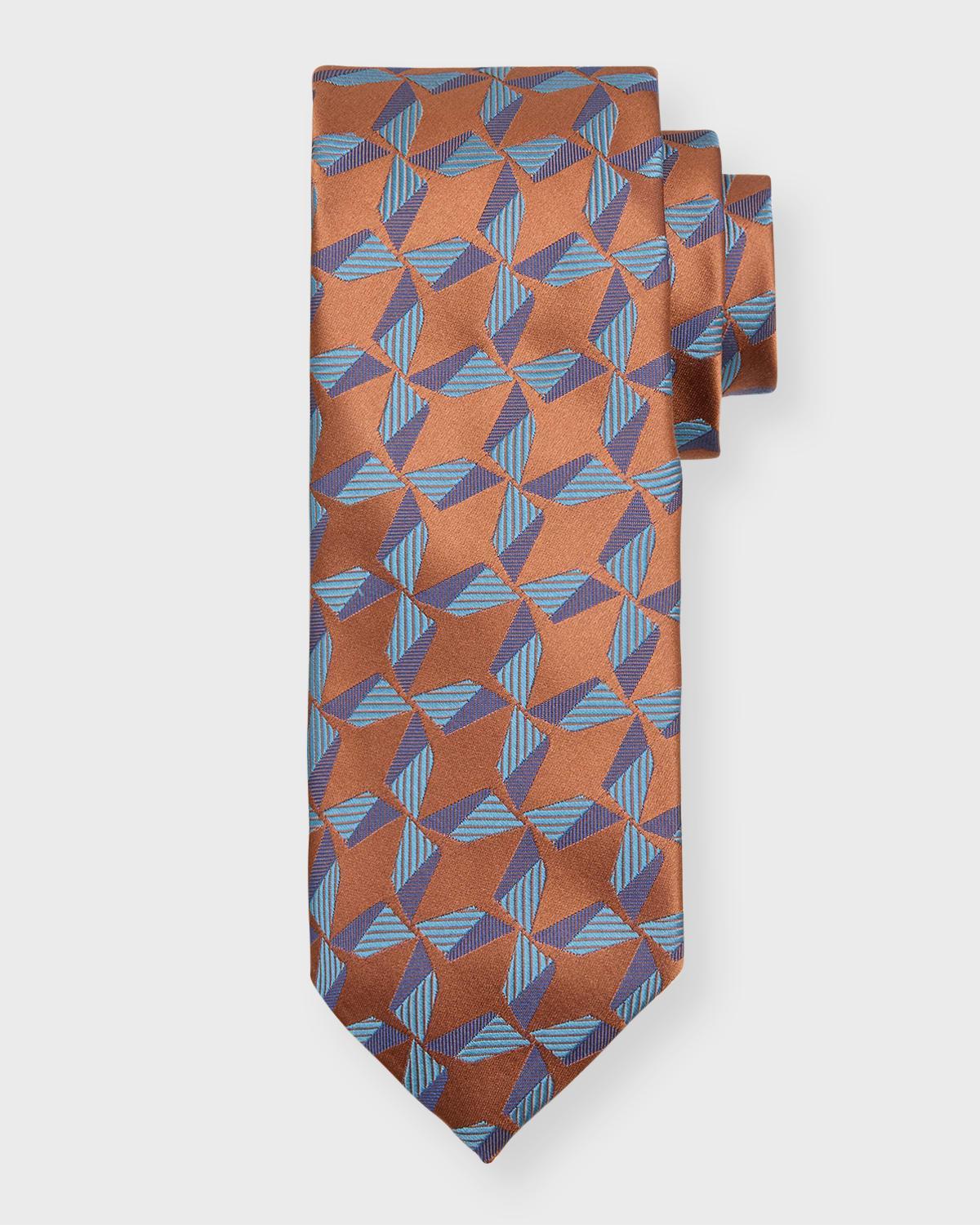 Mens Geometric Jacquard Silk Tie Product Image