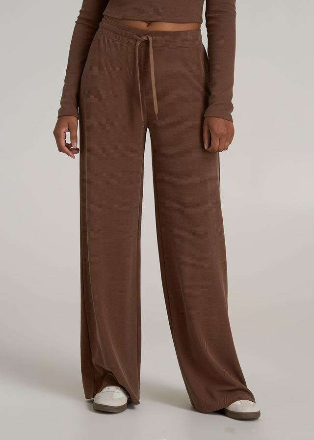 Mid-Rise Waffle Wide-Leg Pants for Tall Women in Otter Brown Product Image