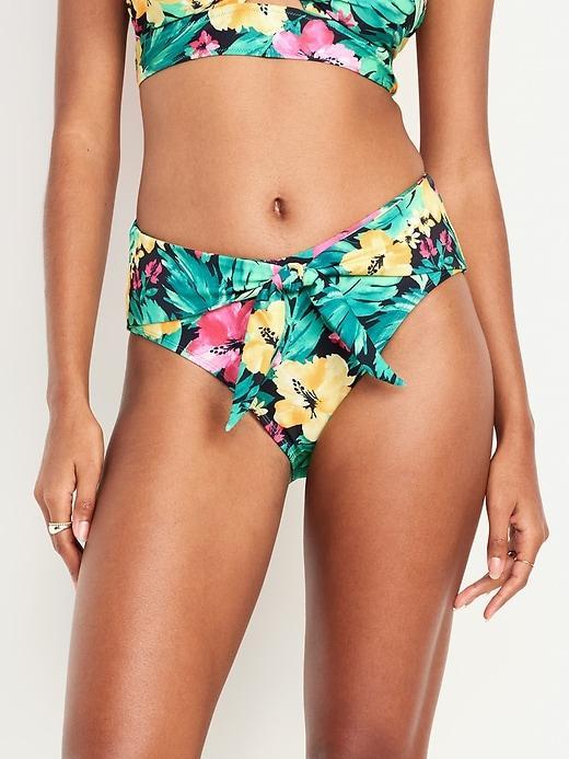 High-Waisted Bikini Swim Bottoms Product Image