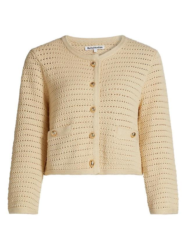 Womens Charlotte Cotton Pointelle Cardigan Product Image