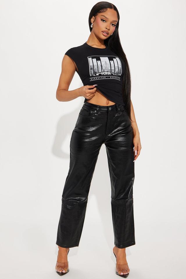 Marilyn Coated Faux Leather Pant - Black Product Image