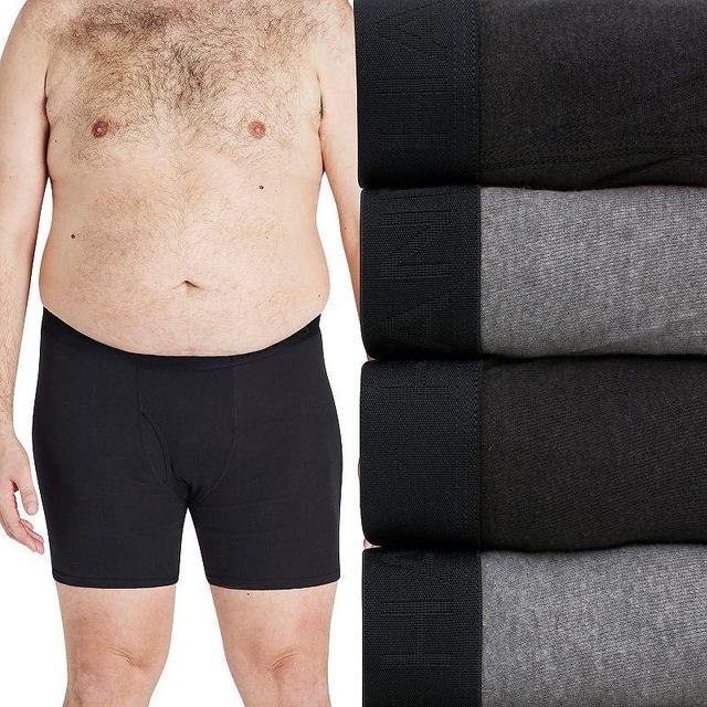 Hanes Ultimate Big Mens Cotton Boxer Brief Underwear, 4-Pack ( & Tall Sizes) Black/Grey 4XB Product Image