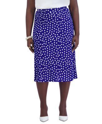 Kasper Womens Ity Dot-Print A-Line Pull-On Skirt - Royal Sig/ Product Image