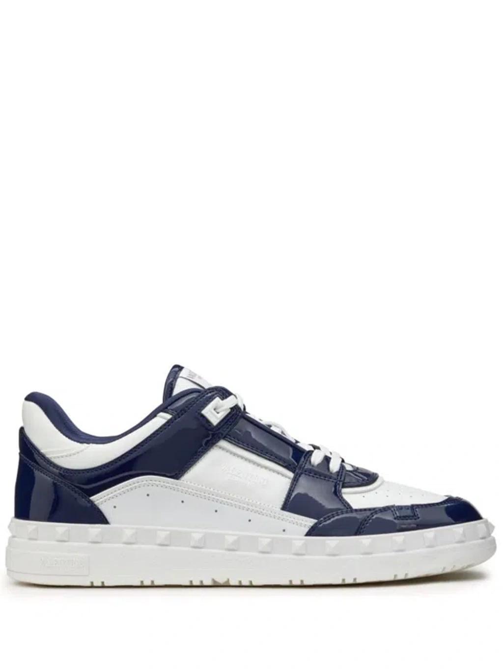 VALENTINO GARAVANI Freedots Leather Sneakers In Blue Product Image