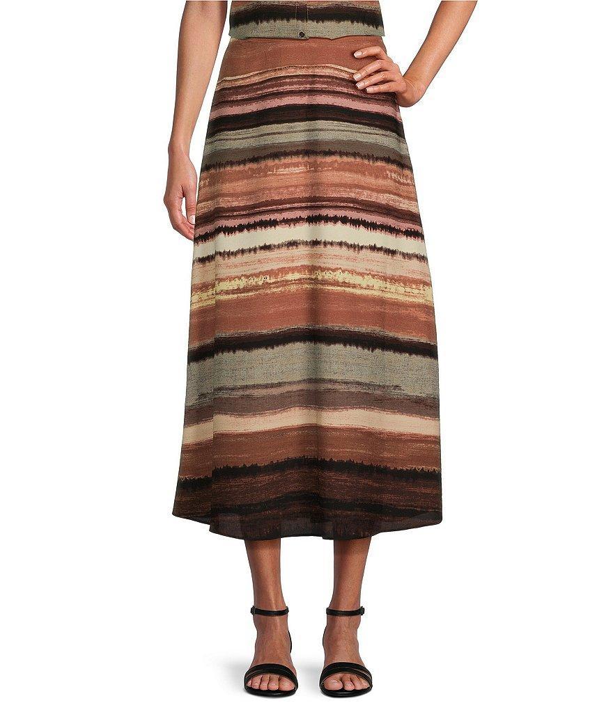 Investments Stripe Printed Coordinating A-Line Midi Skirt Product Image