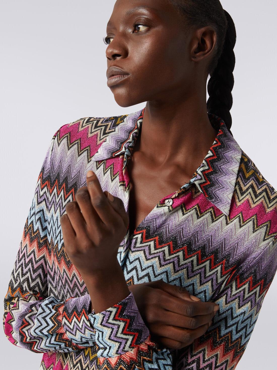 Viscose chevron knit shirt with lurex Multicoloured | Missoni Product Image