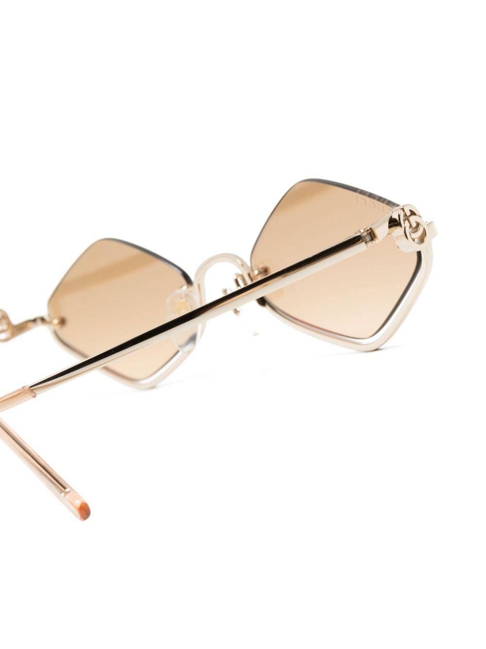 Half-rim Geometric-frame Sunglasses In Gold Product Image