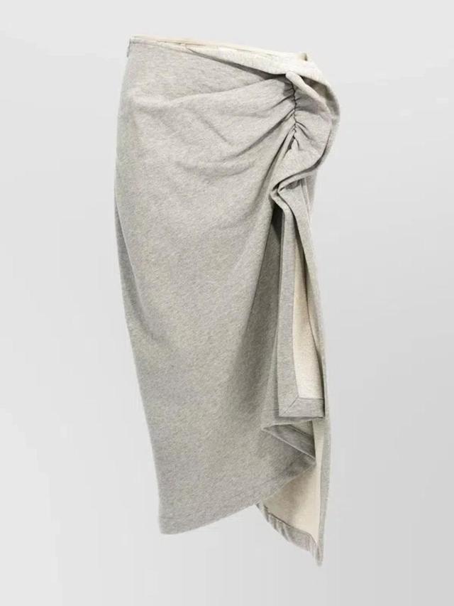 DRIES VAN NOTEN Draped Midi Skirt Ruched Detail In Gray Product Image