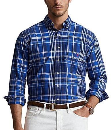 Polo Ralph Lauren Big  Tall Classic-Fit Medium Plaid Oxford Long Sleeve Woven Shirt Product Image